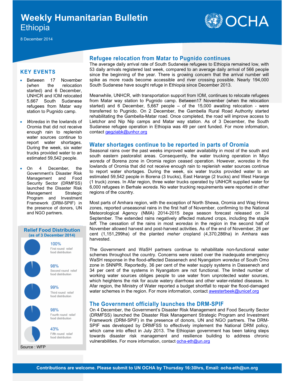 Weekly Humanitarian Bulletin Ethiopia