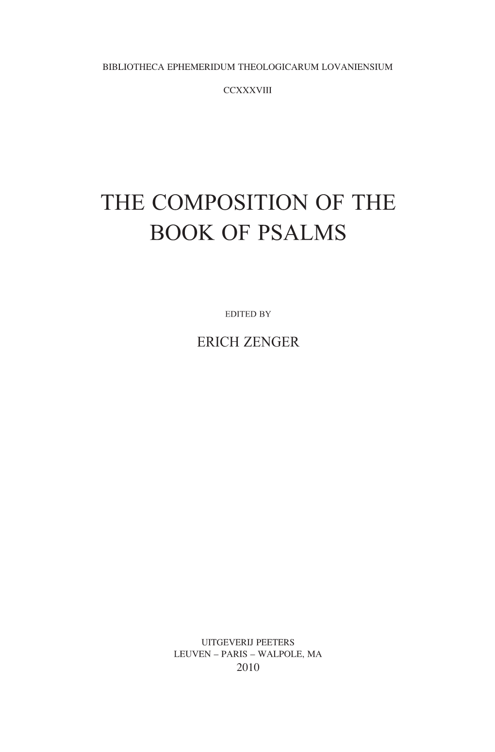 The Composition of the Book of Psalms