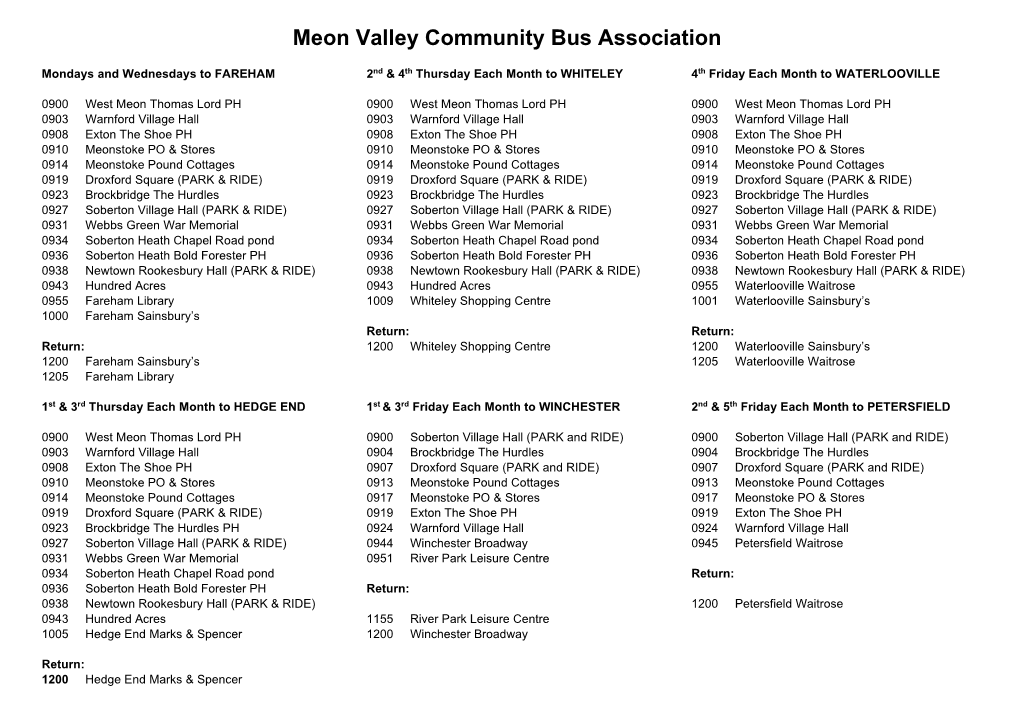 Meon Valley Community Bus Association