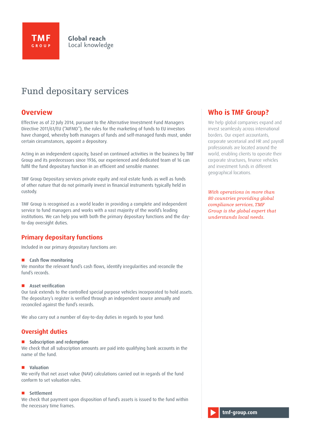 Fund Depositary Services