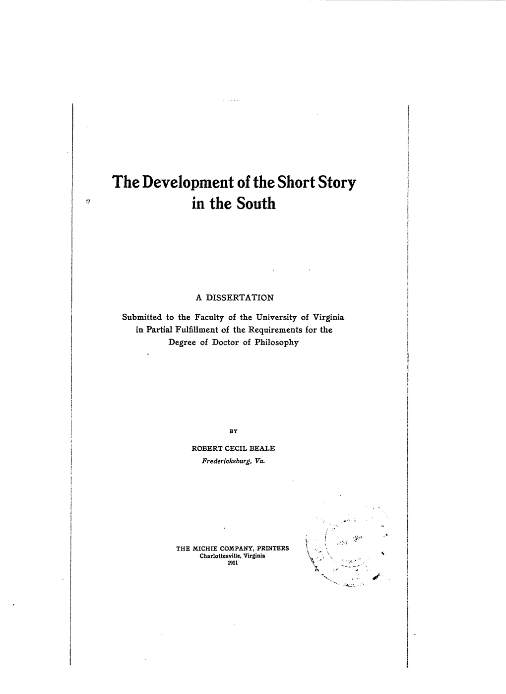 The Development of the Short Story in the South