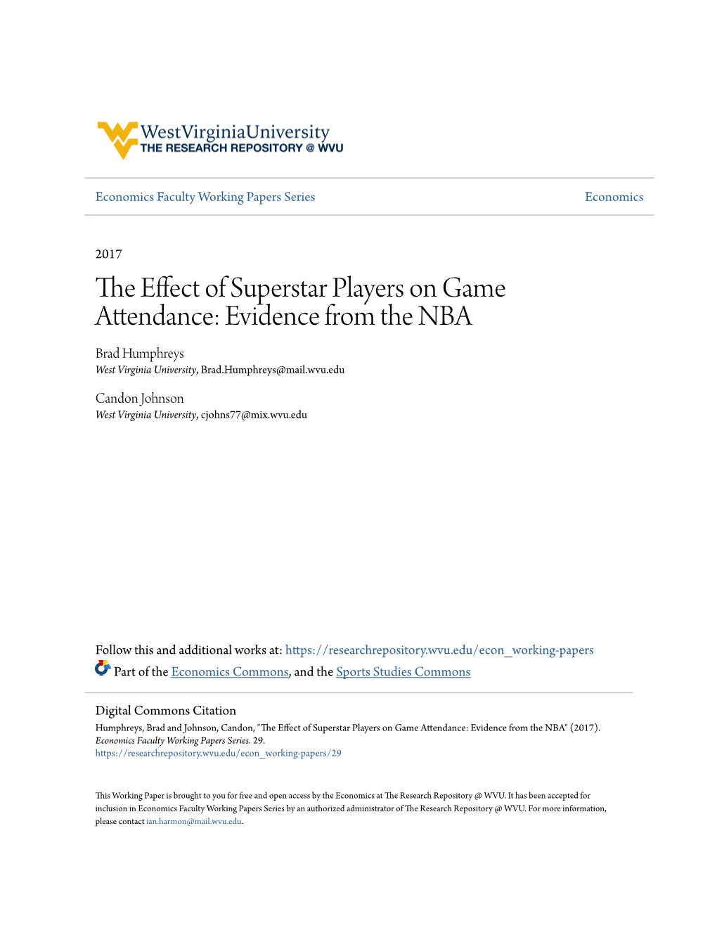 The Effect of Superstar Players on Game Attendance: Evidence from the NBA