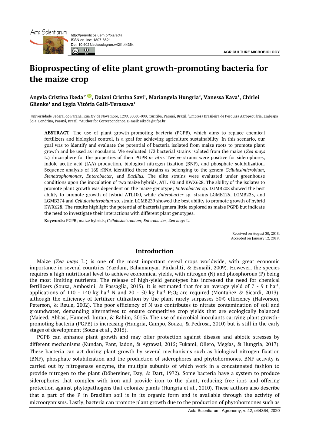 Bioprospecting of Elite Plant Growth-Promoting Bacteria for the Maize Crop