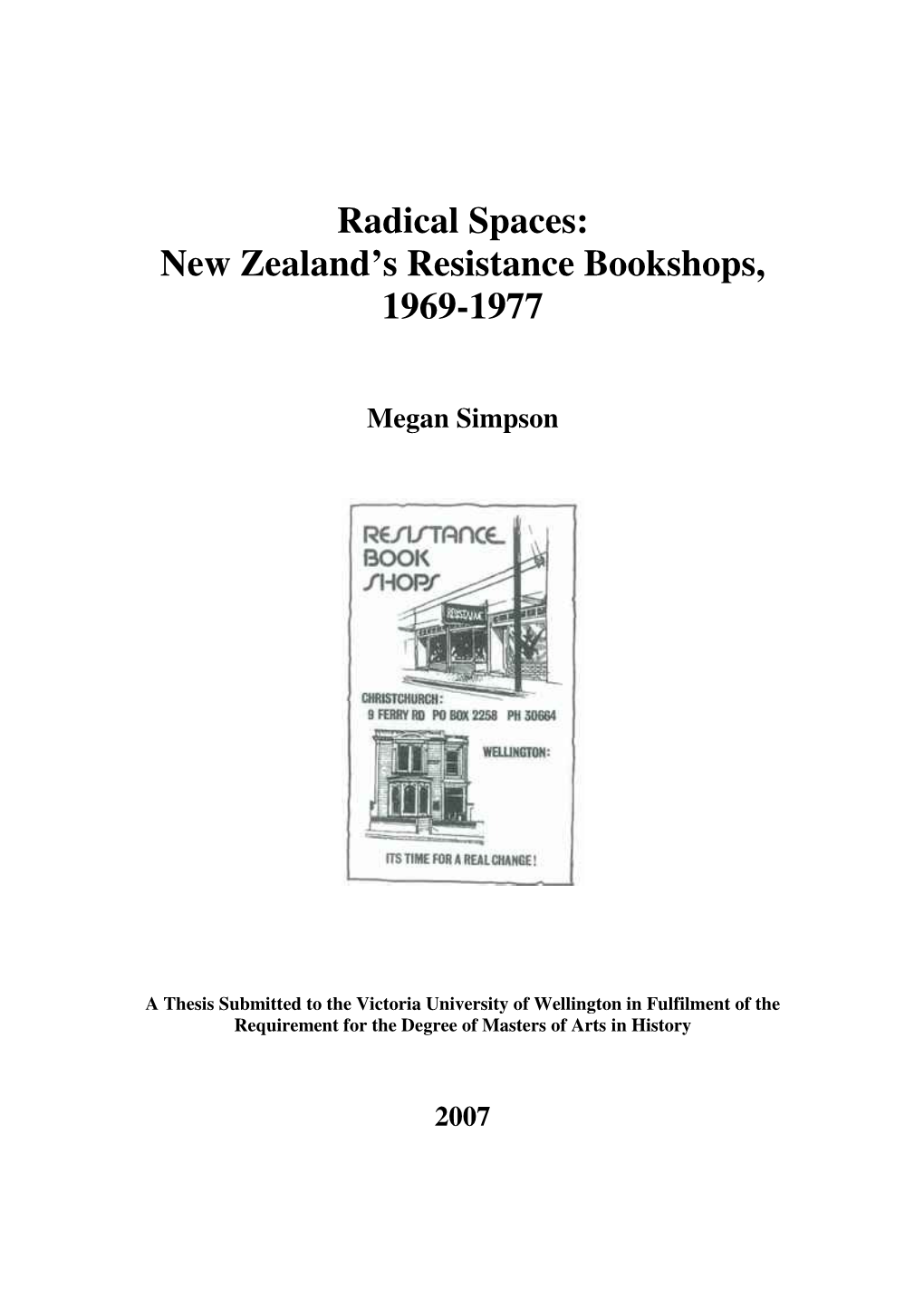 Radical Spaces: New Zealand's Resistance Bookshops, 1969-1977