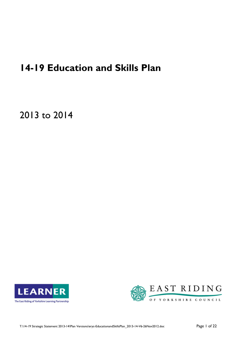 14-19 Education and Training Plan