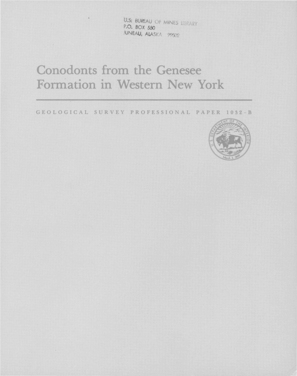 Conodonts Frorn the Genesee Formation in Western New York