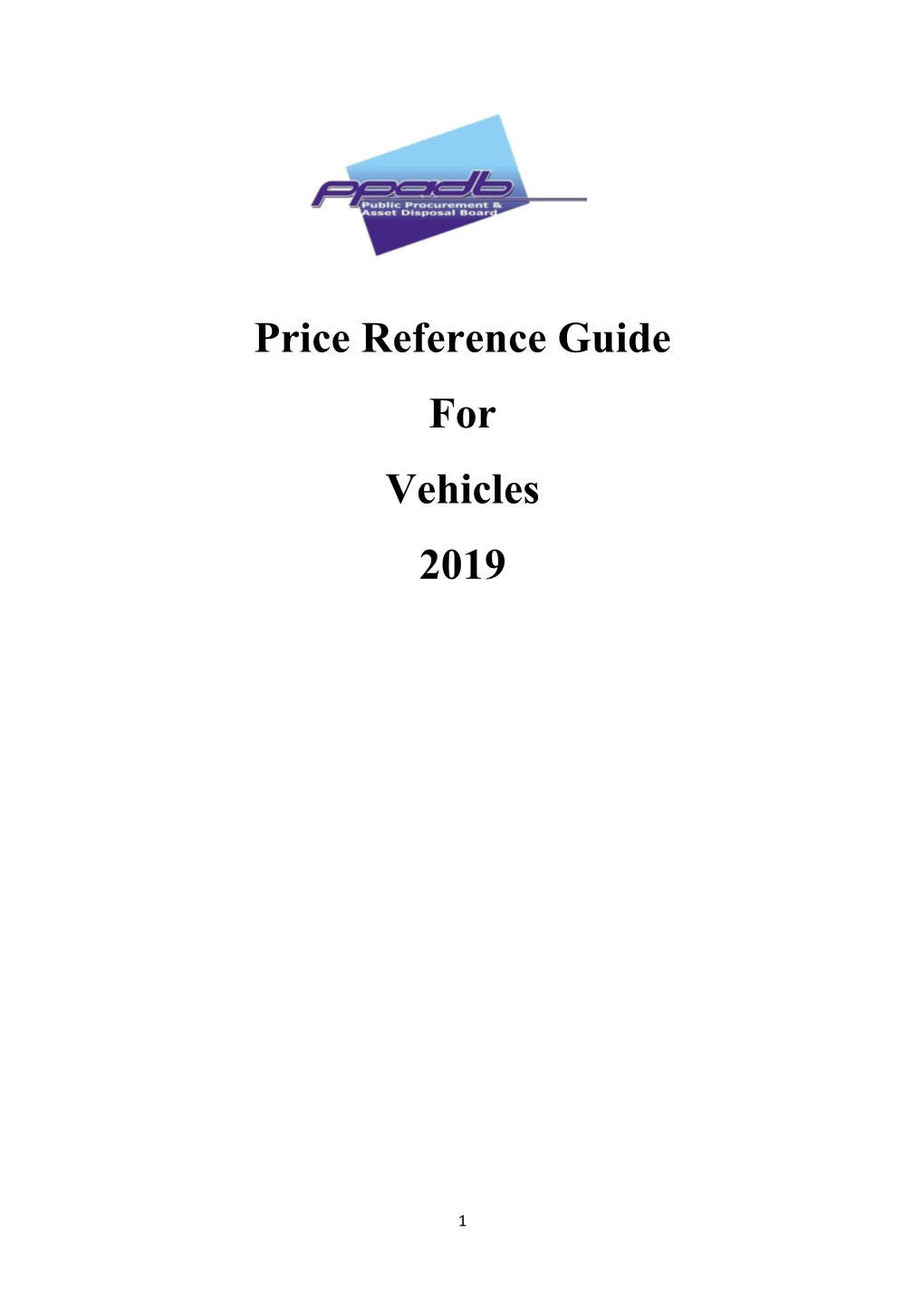 Price Reference Guide for Vehicles 2019