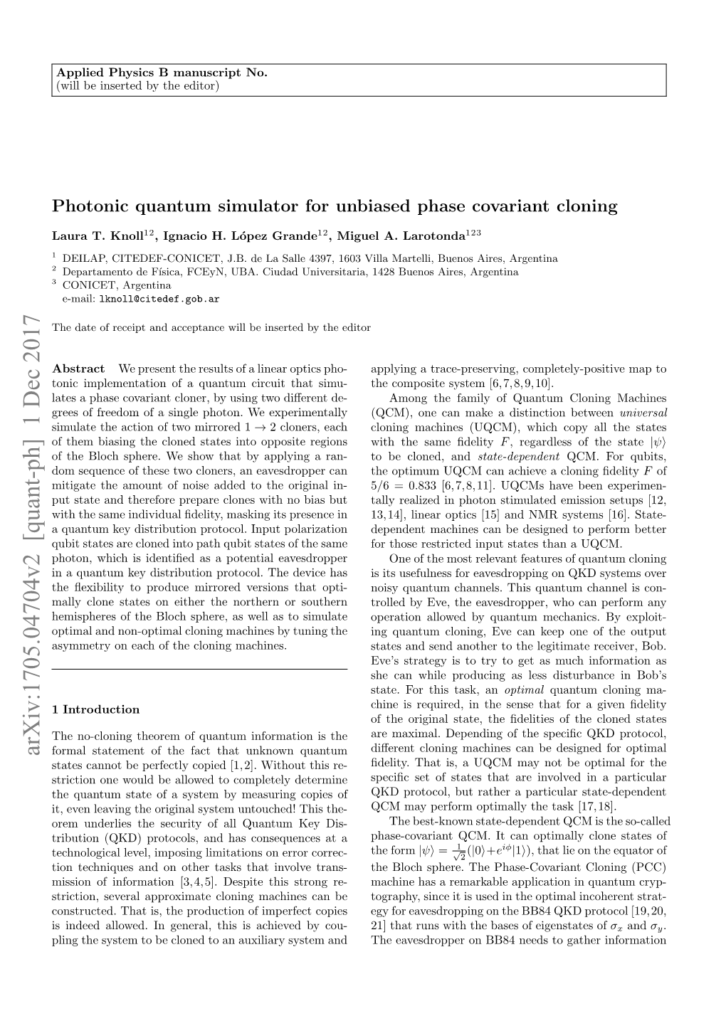 Photonic Quantum Simulator for Unbiased Phase Covariant Cloning