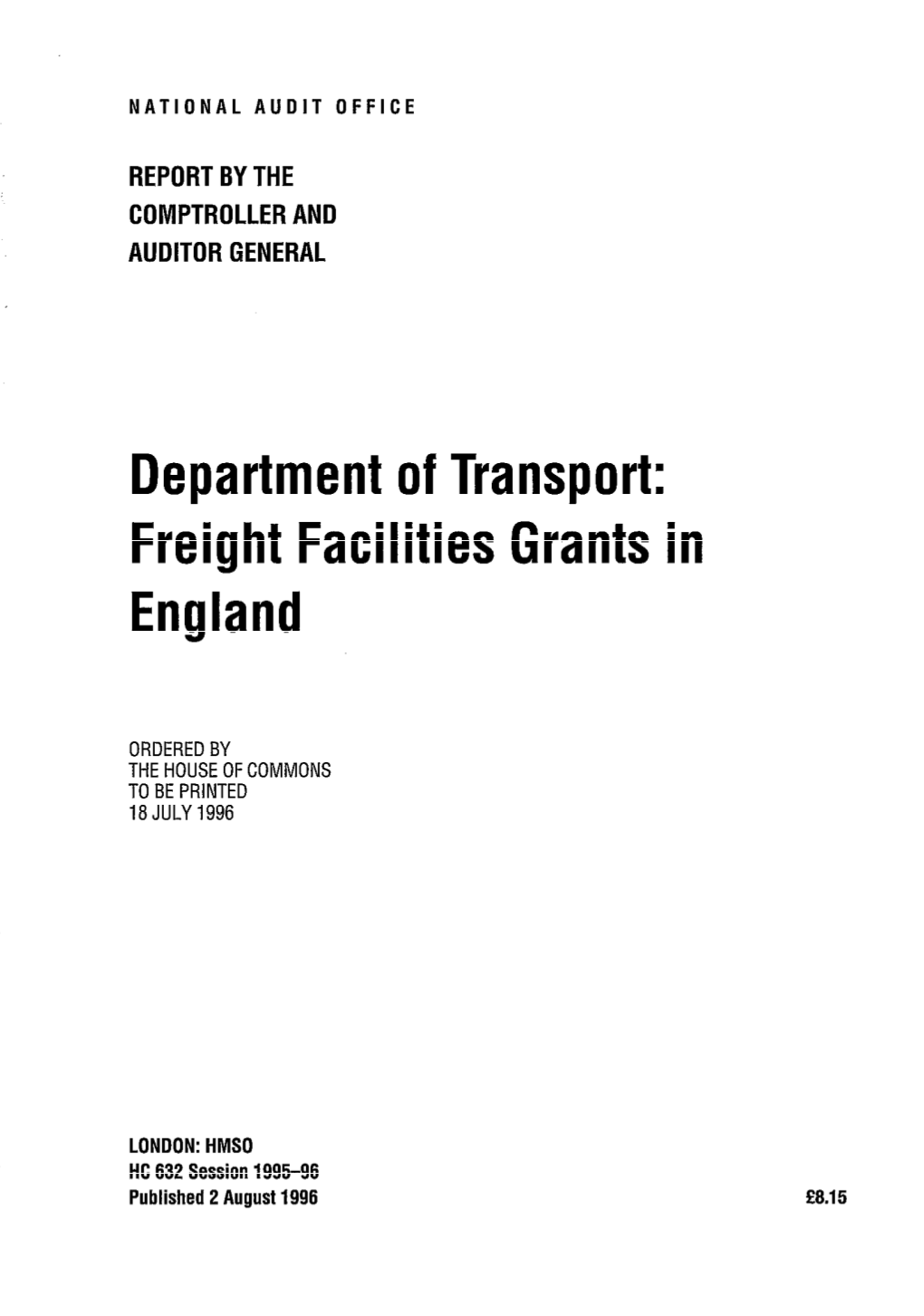 Department of Transport: Freight Facilities Grants in England