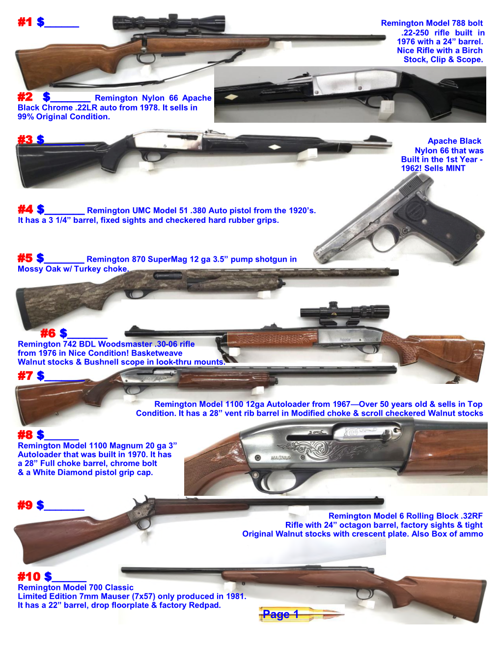 September 19Th 2020 Gun Auction