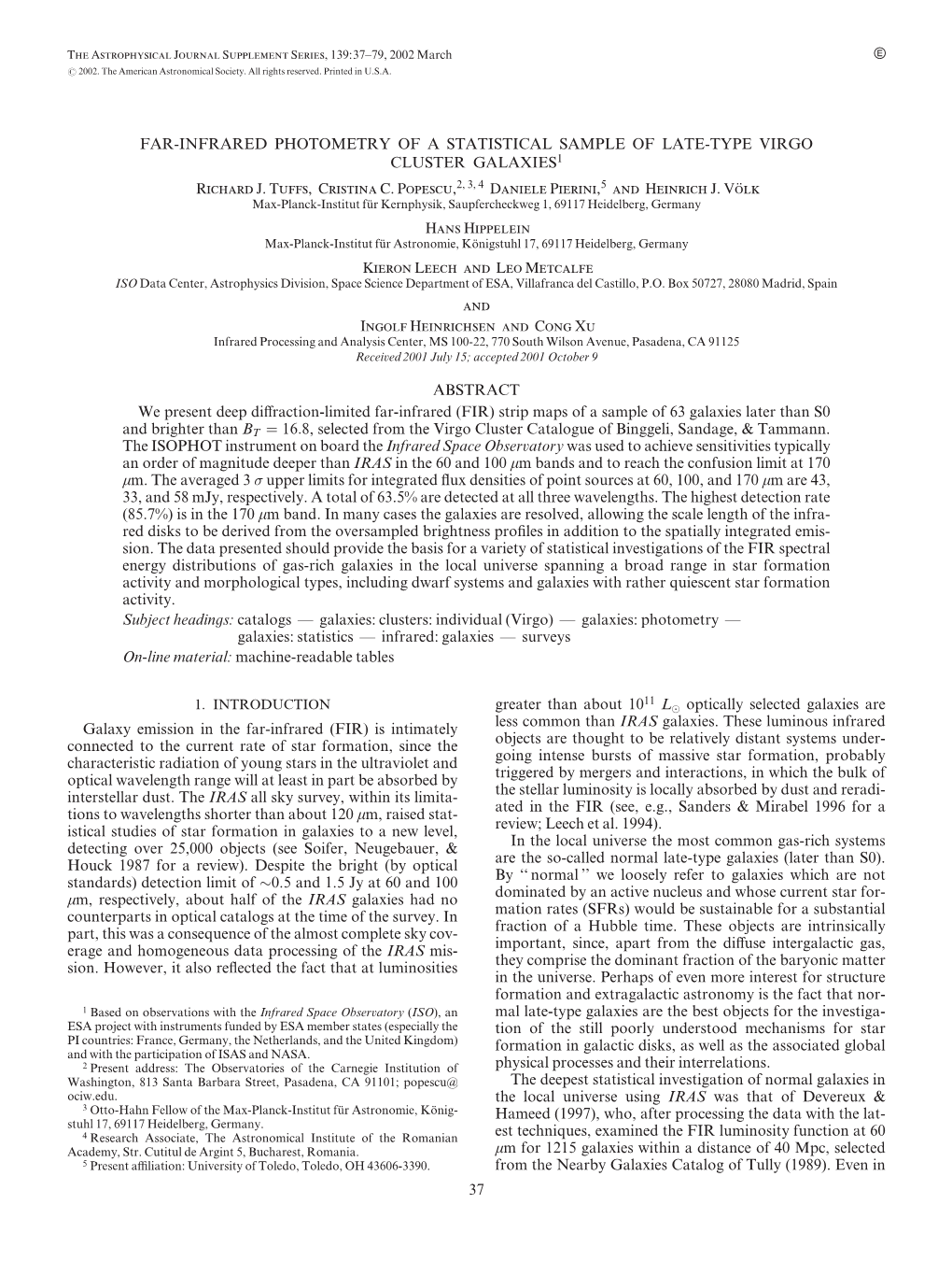 FAR-INFRARED PHOTOMETRY of a STATISTICAL SAMPLE of LATE-TYPE VIRGO CLUSTER GALAXIES1 Richard J