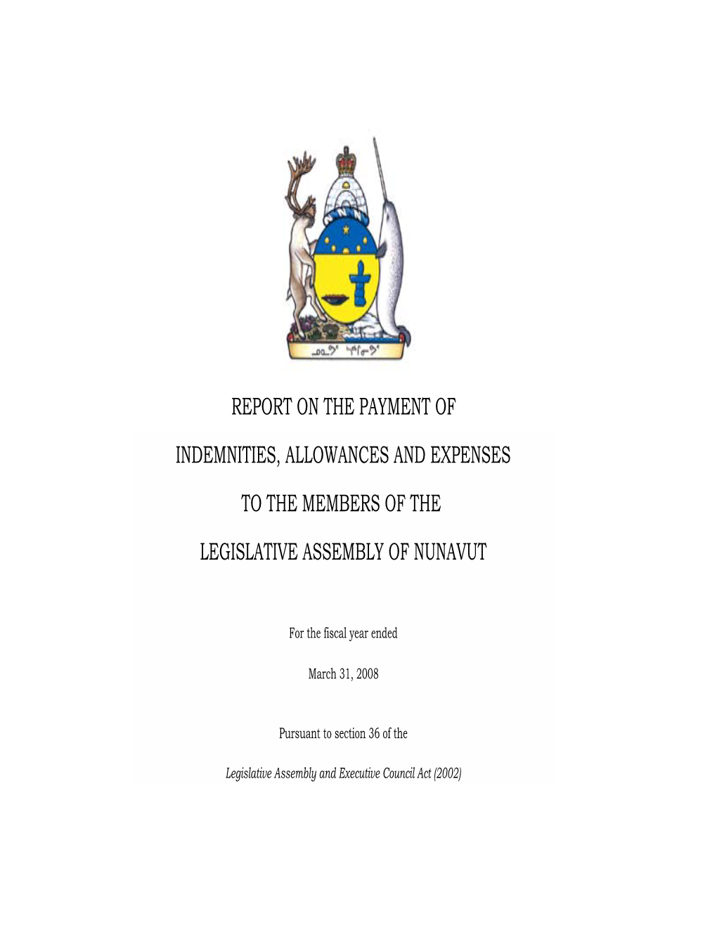 Report on the Payment of Indemnities, Allowances