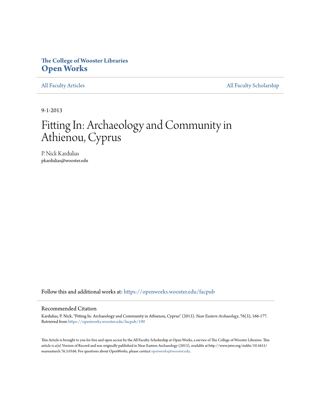 Archaeology and Community in Athienou, Cyprus P