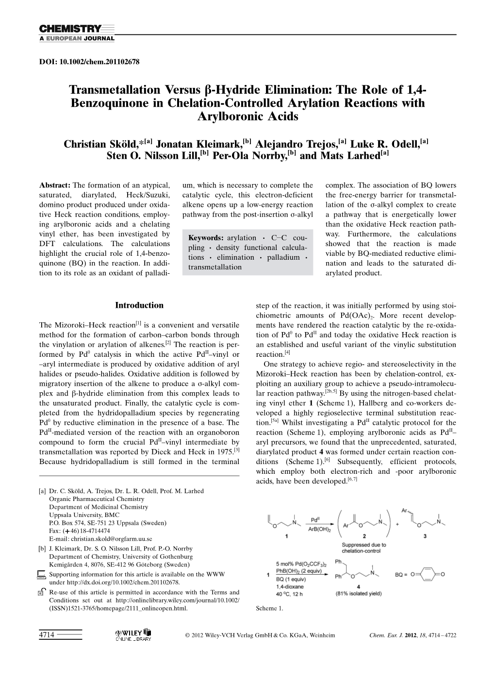 Transmetallation Versus Hydride Elimination