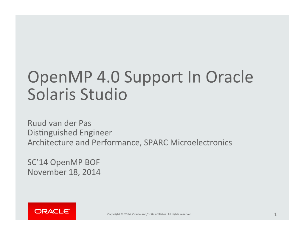 Openmp 4.0 Support in Oracle Solaris Studio