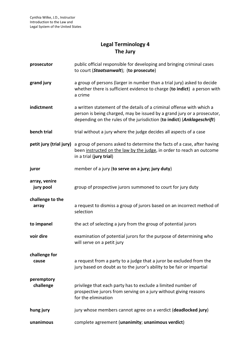 Legal Terminology 4 the Jury