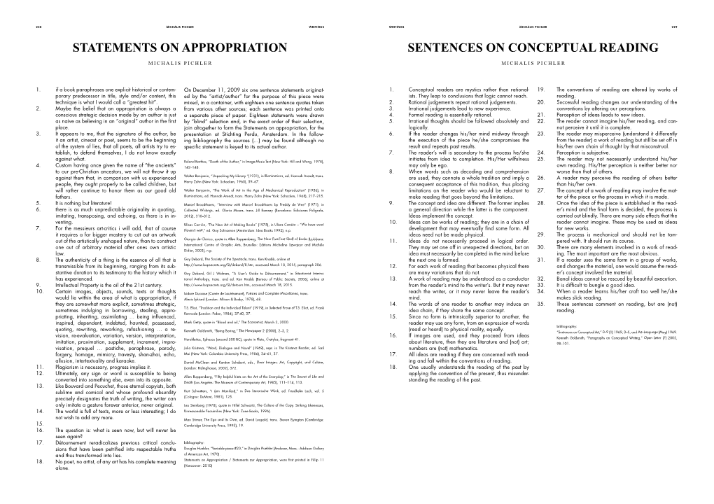 Statements on Appropriation Sentences on Conceptual Reading