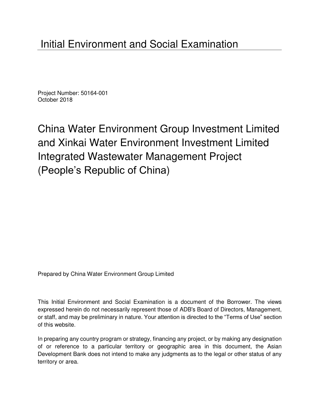50164-001: Integrated Wastewater Management Project