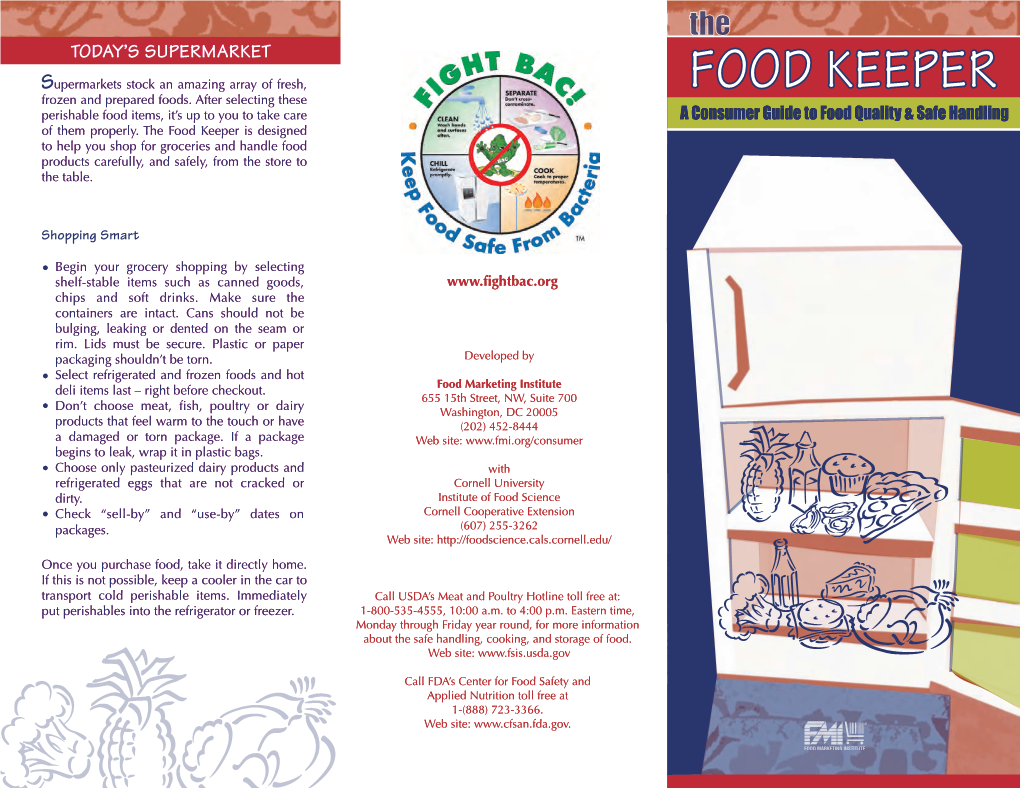 The Food Keeper: a Consumer Guide to Food Quality & Safe Handling