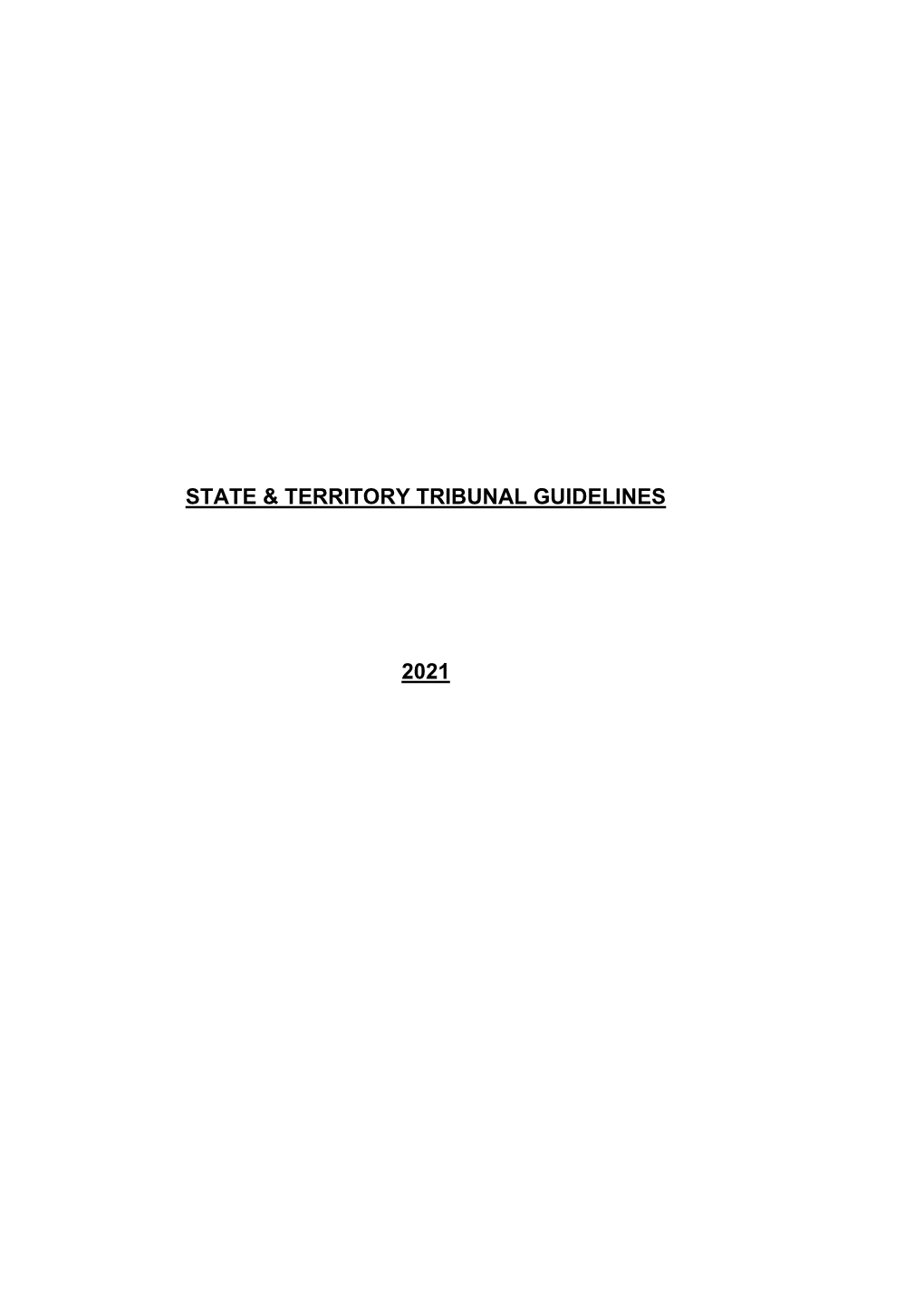 State & Territory Tribunal Guidelines 2021