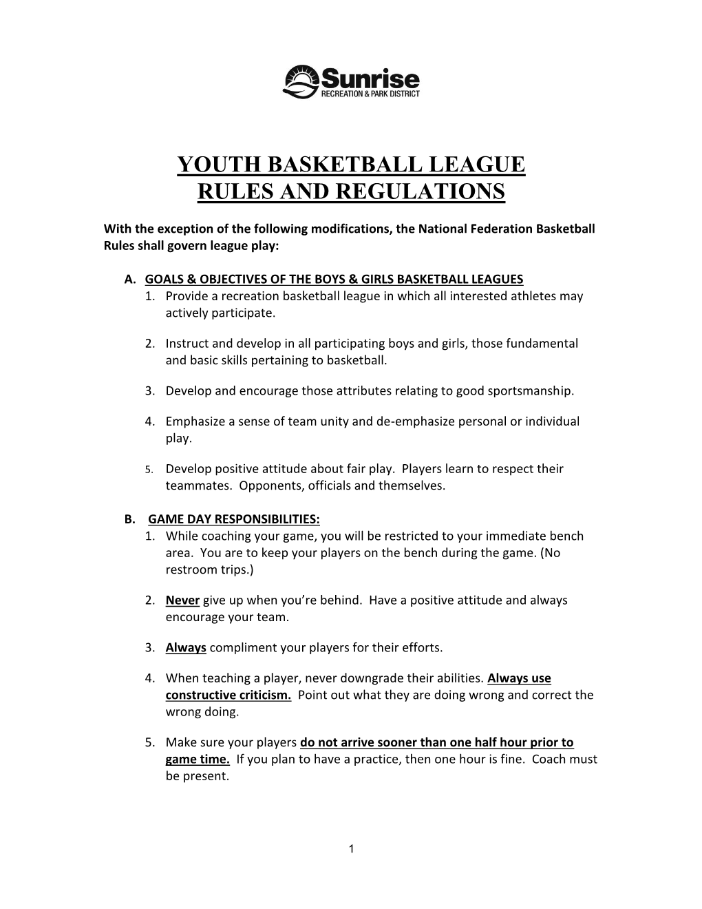 Basketball Rules for 4-6 Grade