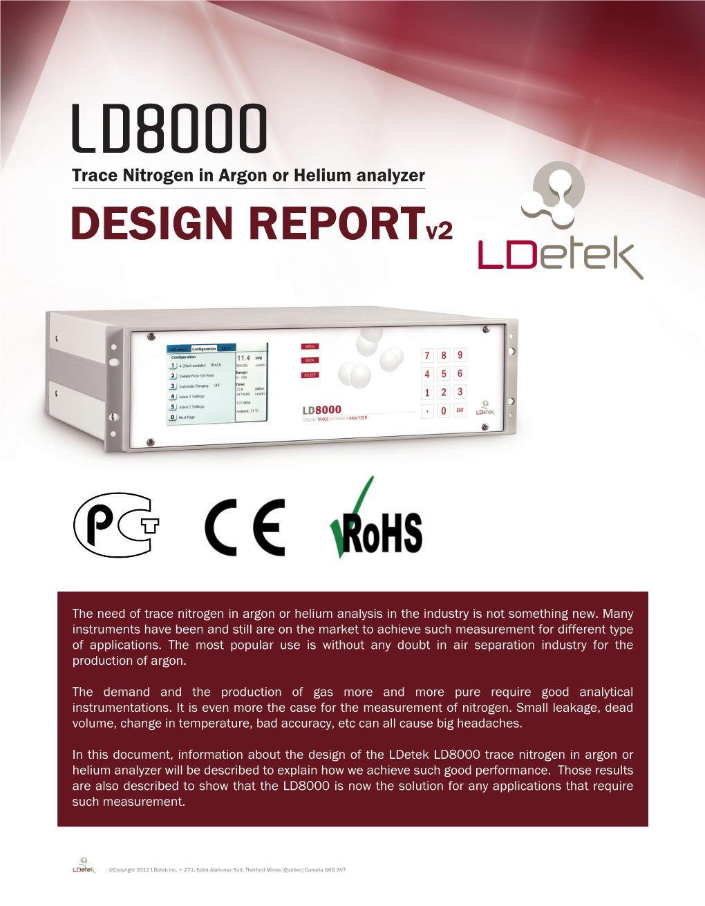 LD8000 Trace Nitrogen in Argon Or Helium Analyzer