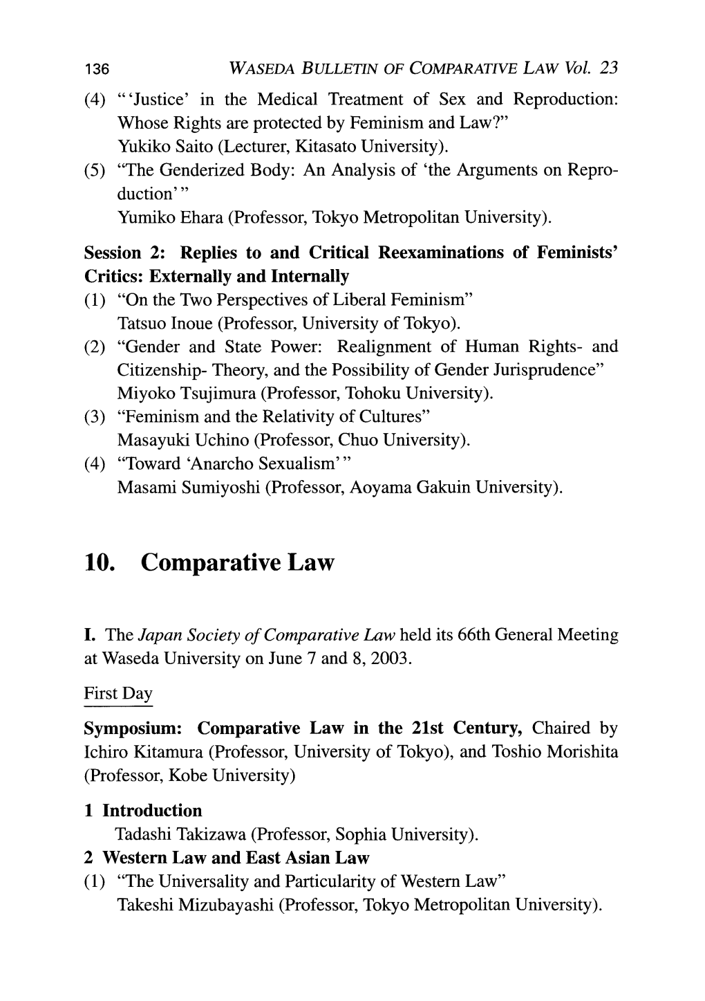 WASEDA BULLETIN of COMPARATIVE LAW Vol. 23