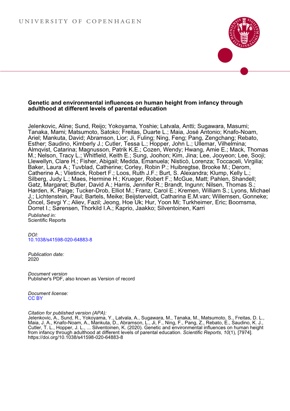 Genetic and Environmental Influences on Human Height from Infancy Through Adulthood at Different Levels of Parental Education