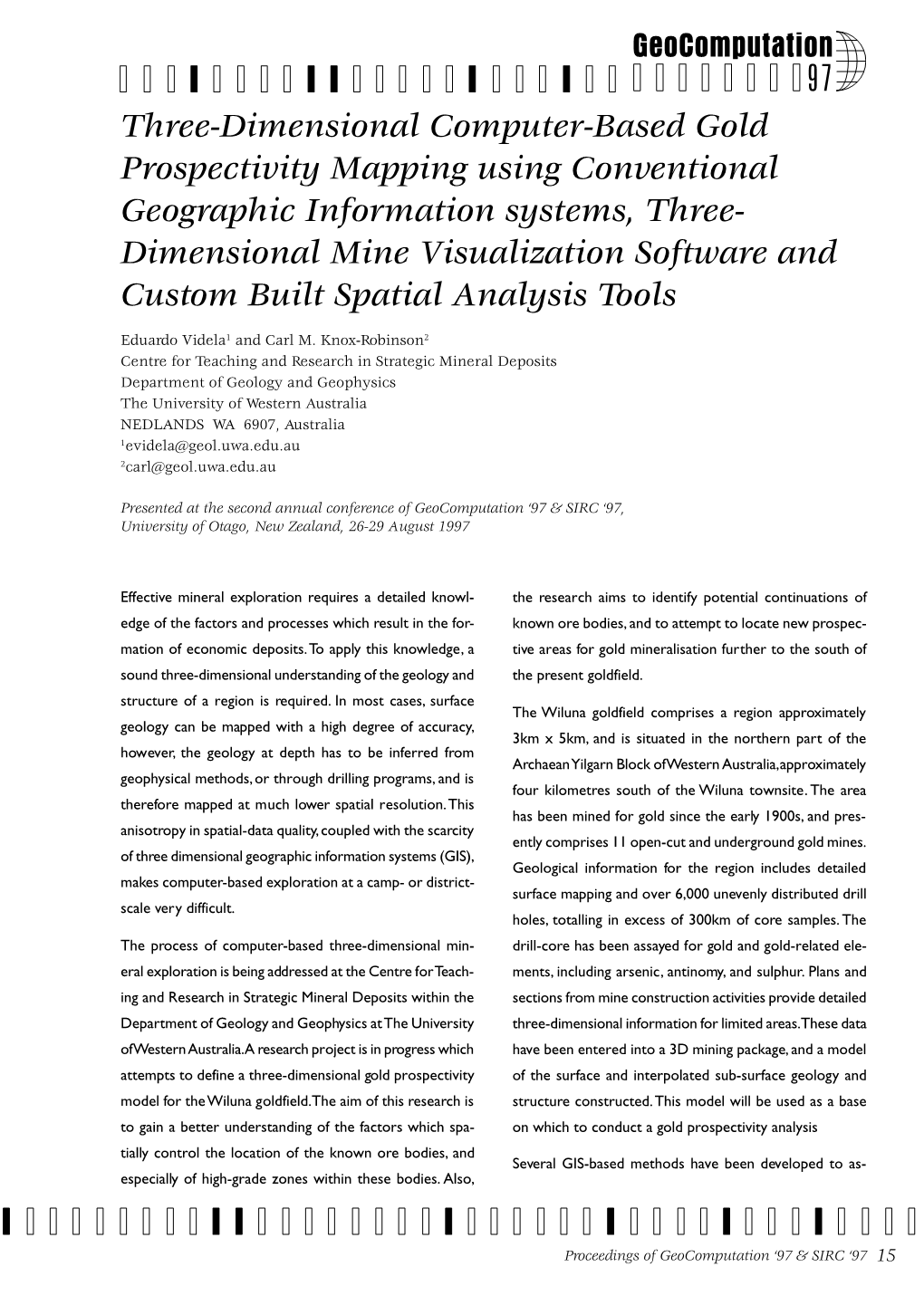 Three-Dimensional Computer-Based Gold Prospectivity Mapping Using Conventional Geographic Information Systems, Three-Dimensional