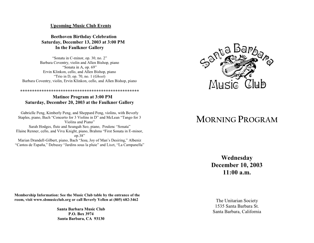 Santa Barbara Music Club P.O