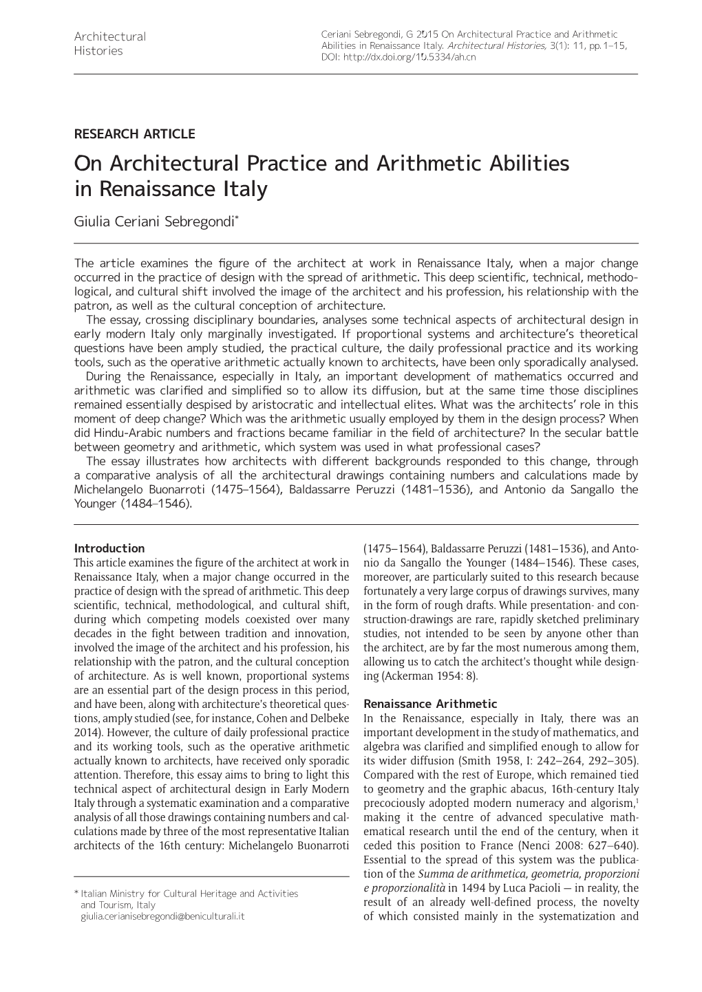 On Architectural Practice and Arithmetic Abilities in Renaissance Italy