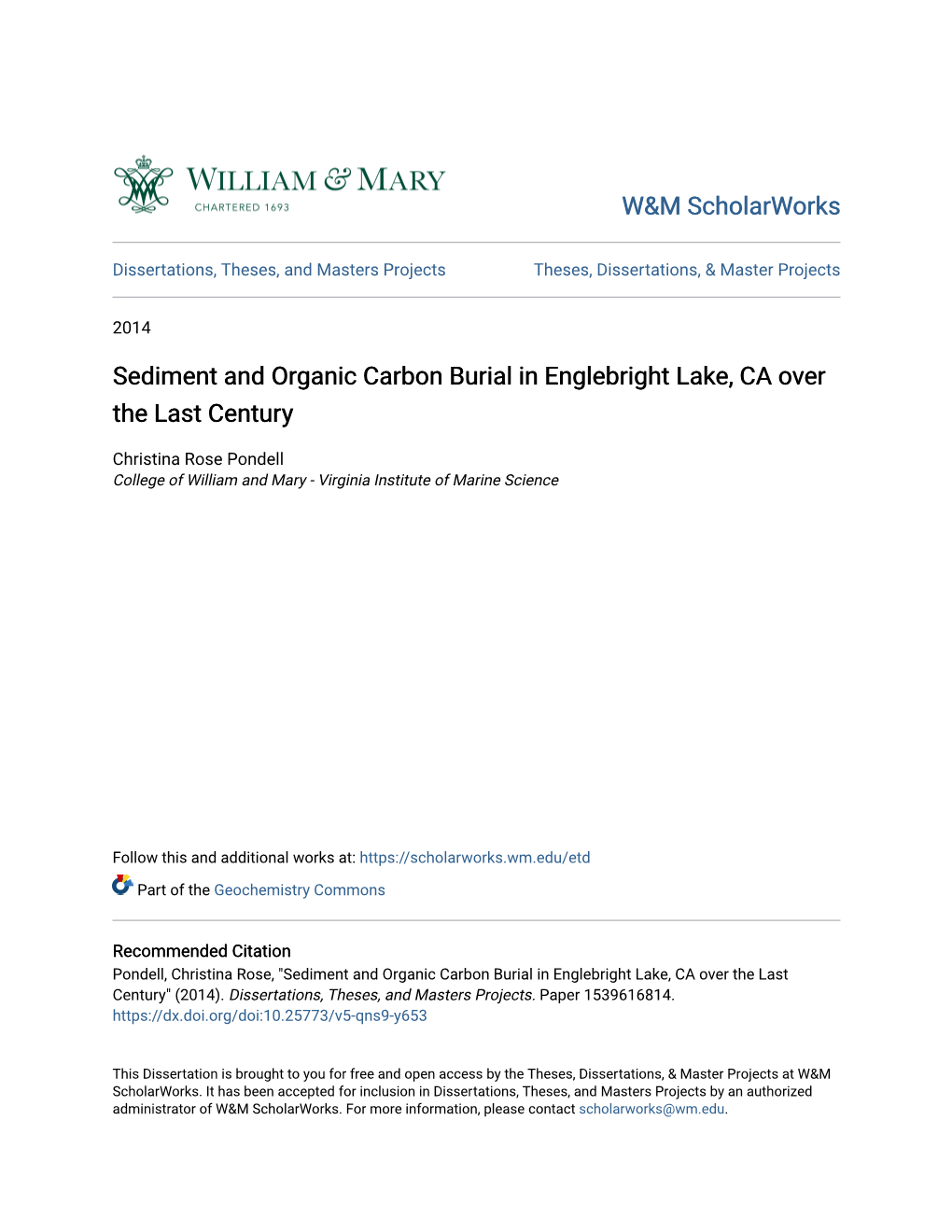 Sediment and Organic Carbon Burial in Englebright Lake, CA Over the Last Century