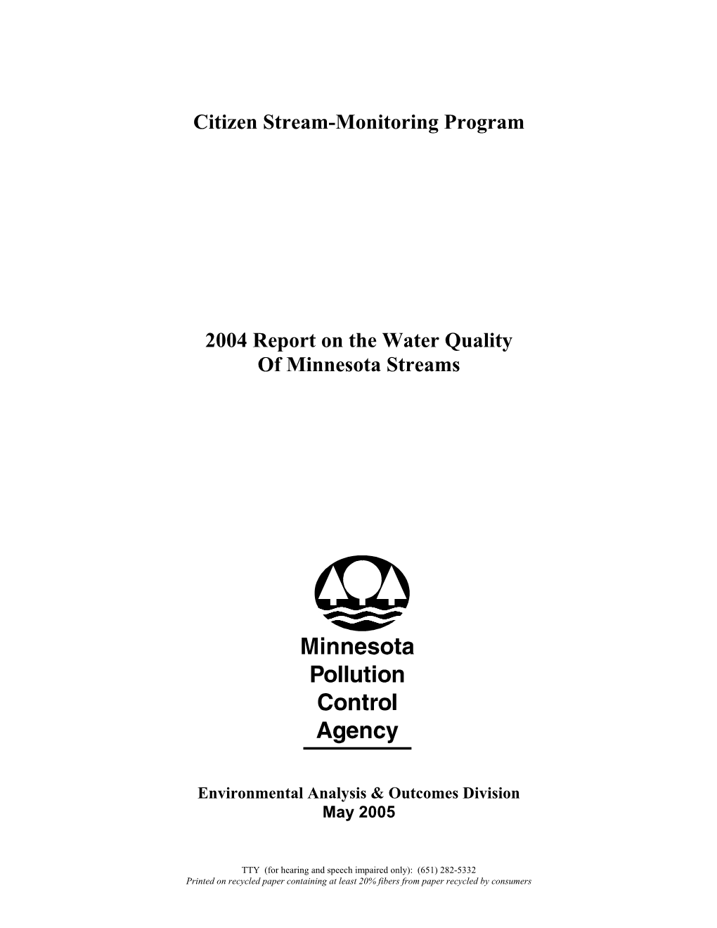 2004 Report on the Water Quality of Minnesota Streams