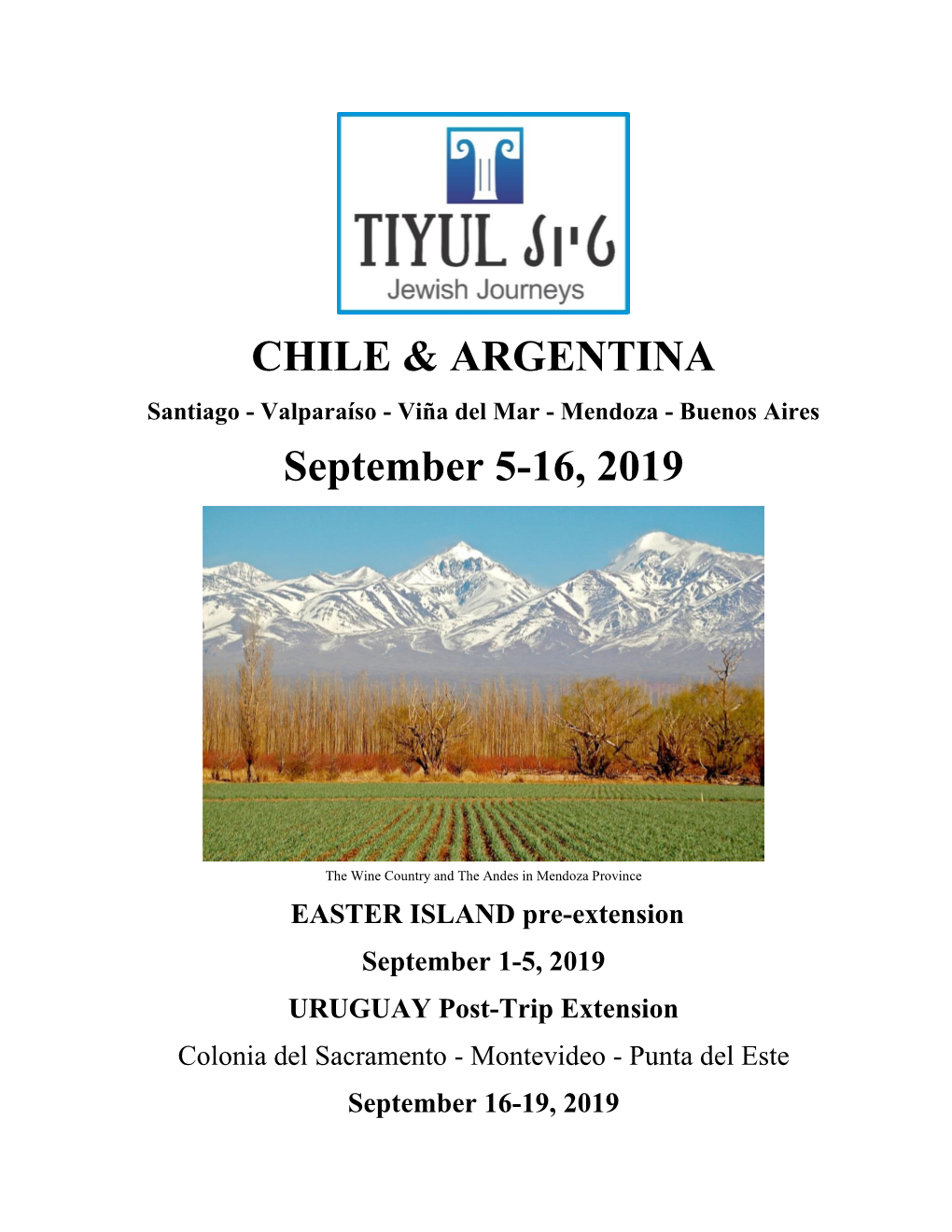 CHILE & ARGENTINA September 5-16, 2019