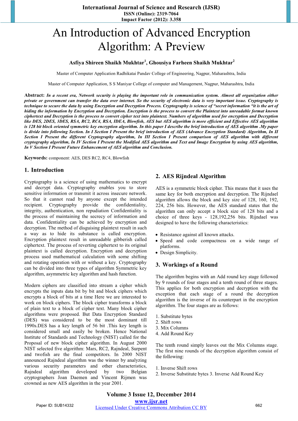 An Introduction of Advanced Encryption Algorithm: a Preview