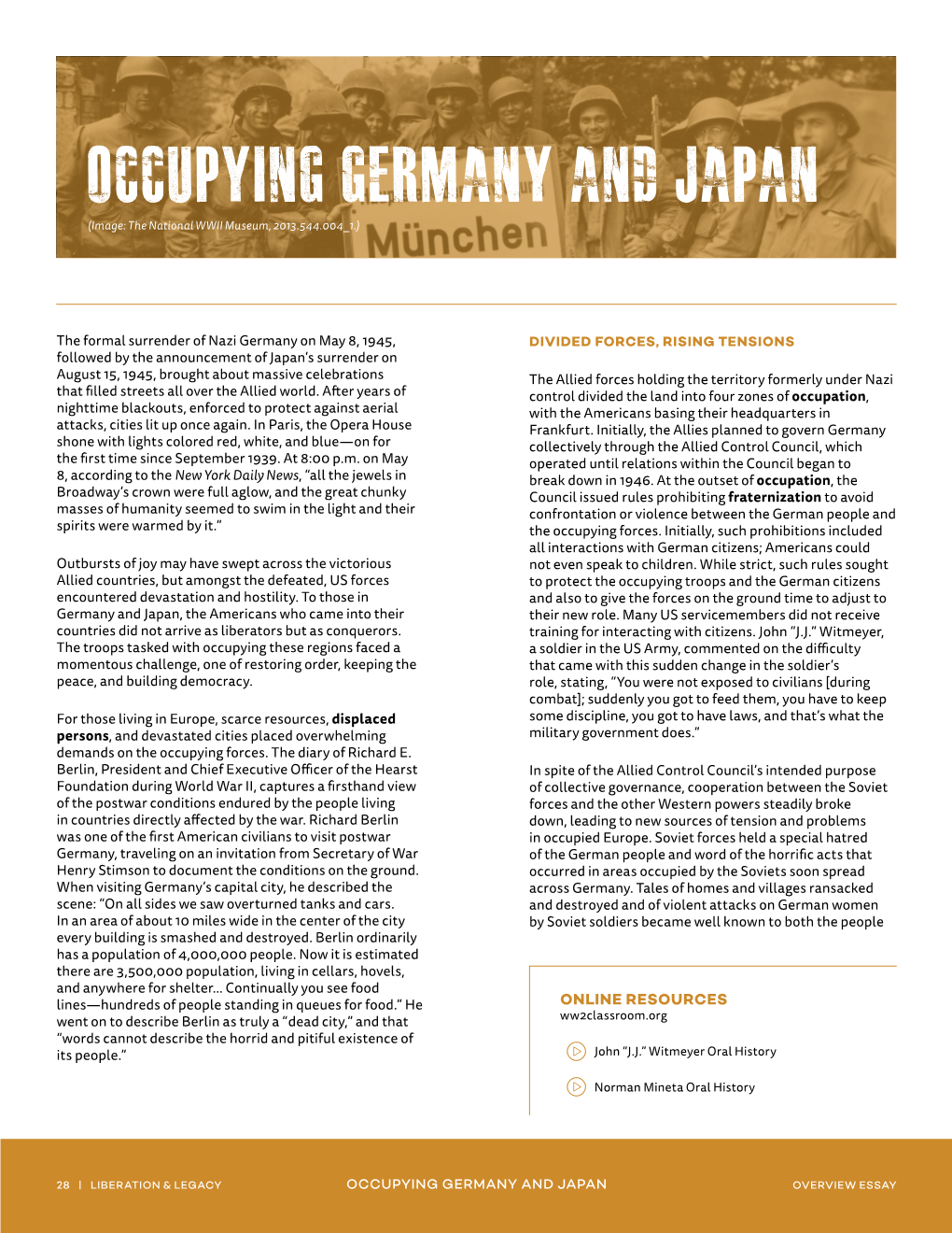 Occupying Germany and Japan