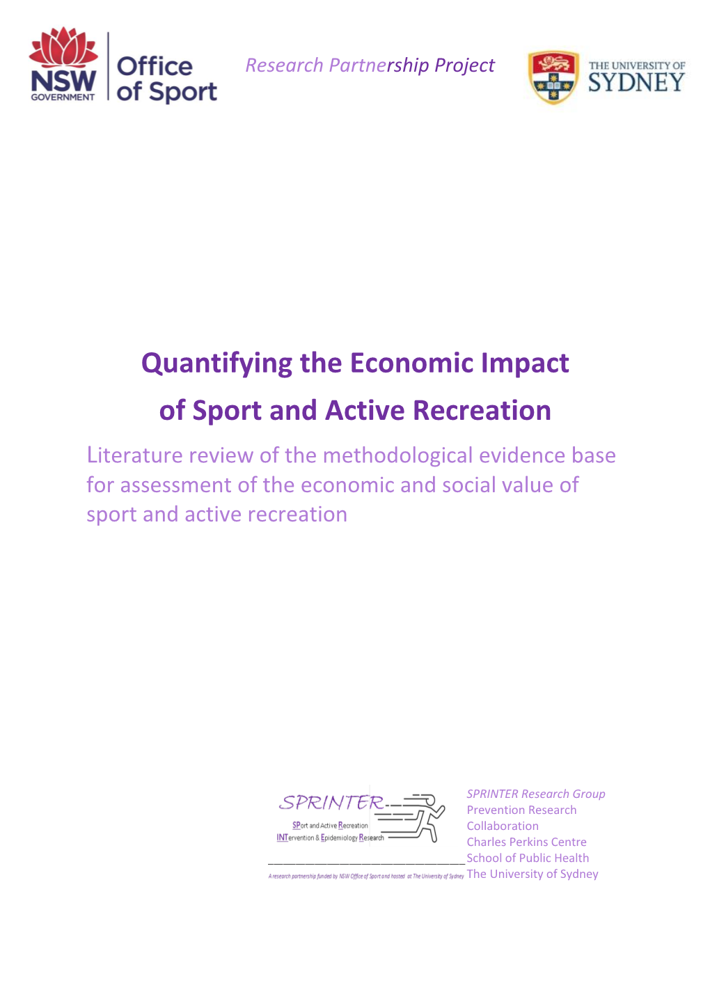 Quantifying the Economic Impact of Sport and Active Recreation