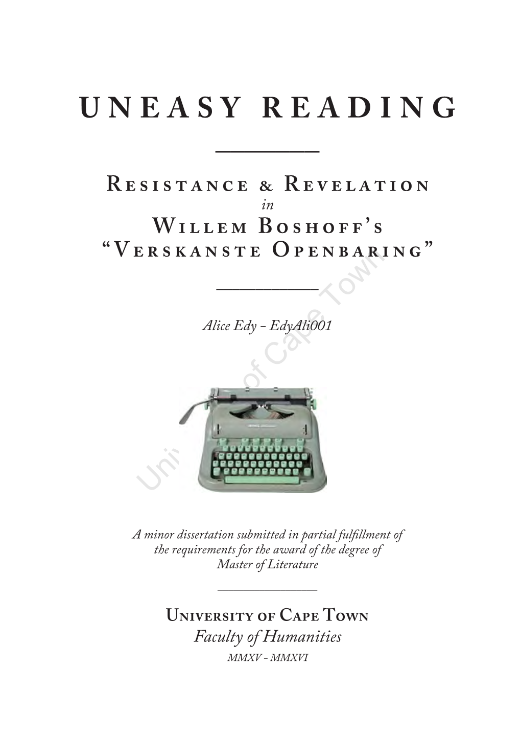 UNEASY READING (Format: PDF, Size: 3.5Mb)