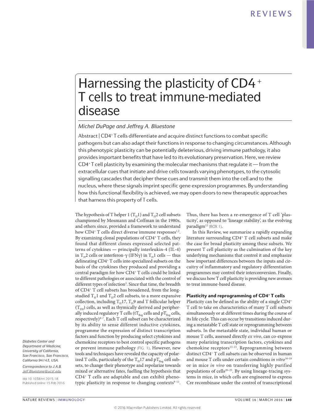 Harnessing the Plasticity of CD4+ T Cells to Treat Immune-Mediated Disease