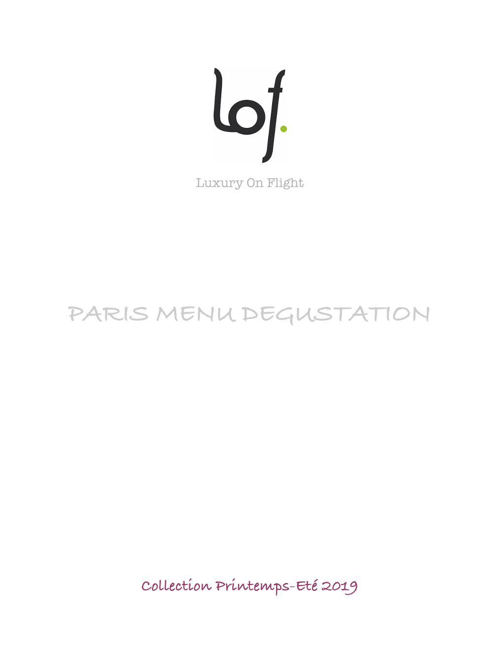 Paris Menu Degustation