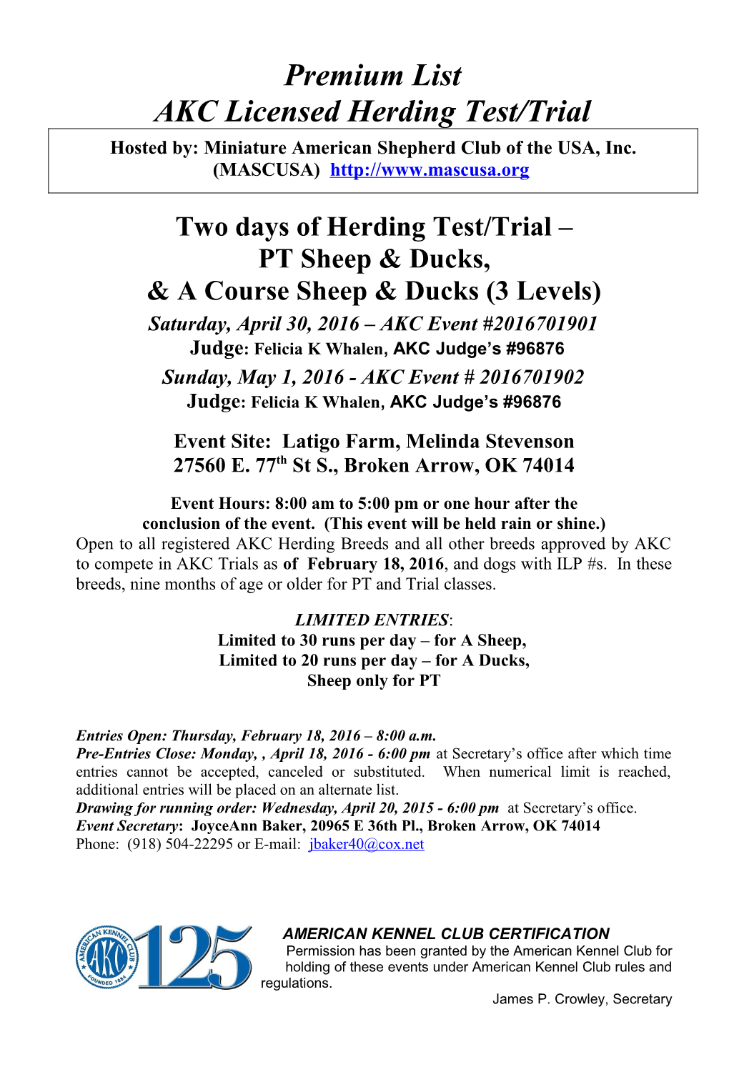 Premium Listakc Licensed Herding Test/Trial