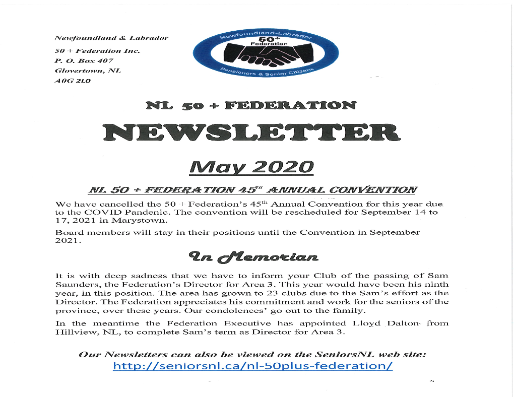 NEWSLETTER May 2020