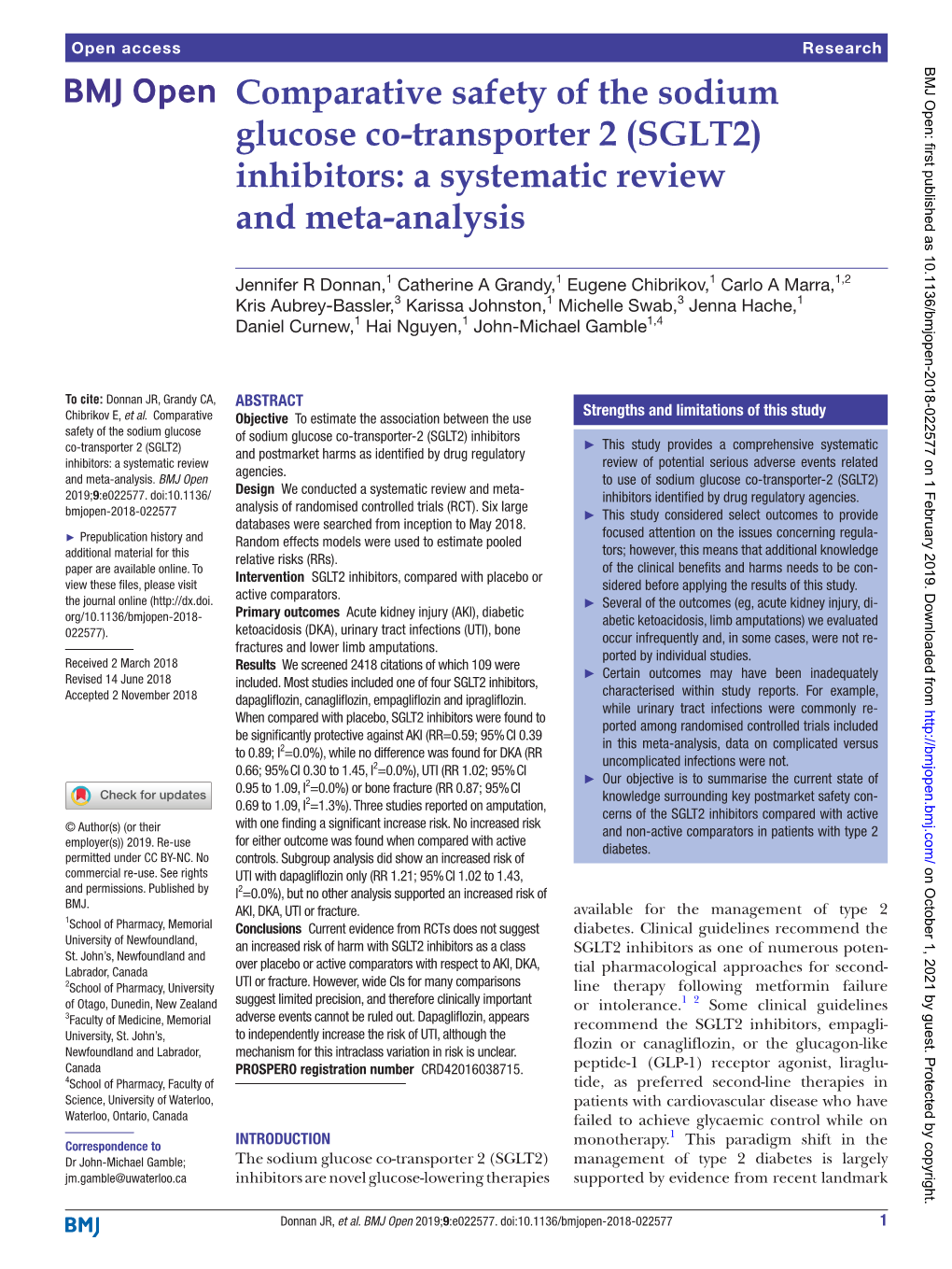 (SGLT2) Inhibitors: a Systematic Review and Meta-Analysis