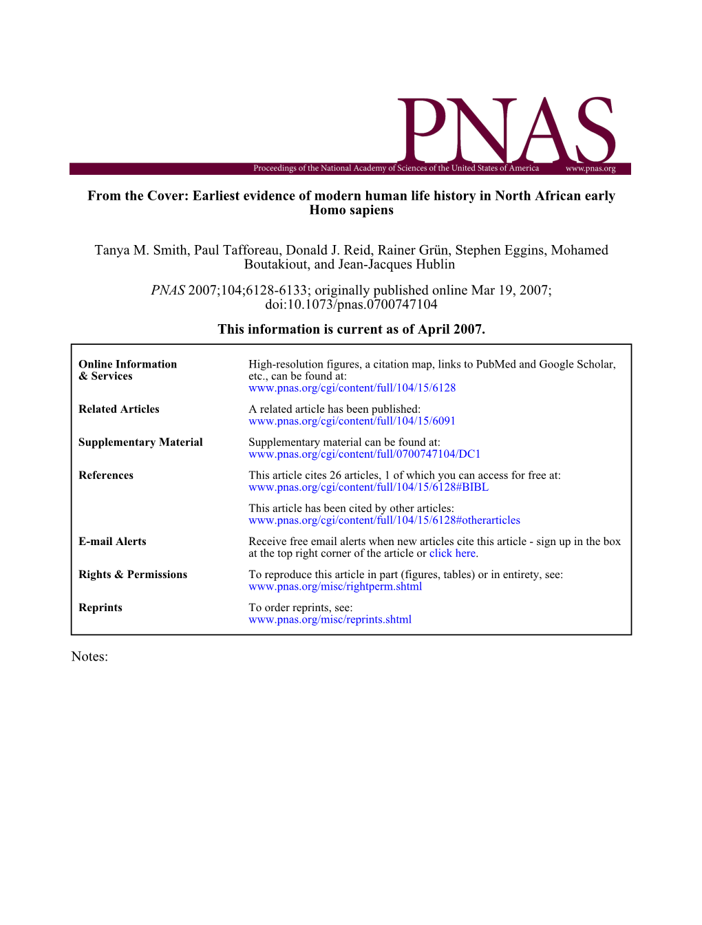 Homo Sapiens from the Cover: Earliest Evidence of Modern Human Life History in North African Early Boutakiout, and Jean-Jacques
