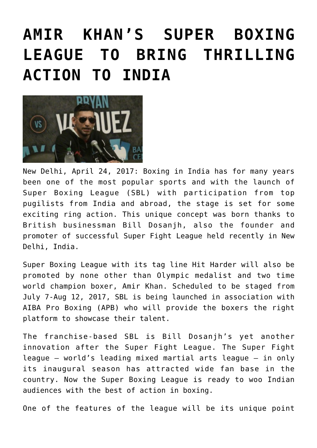 S Super Boxing League to Bring Thrilling Action to India