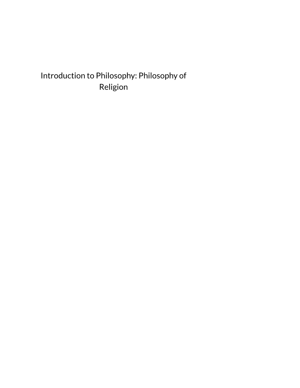 Philosophy of Religion