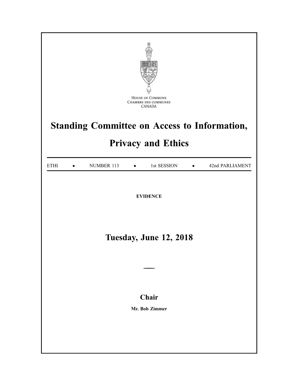 Standing Committee on Access to Information, Privacy and Ethics