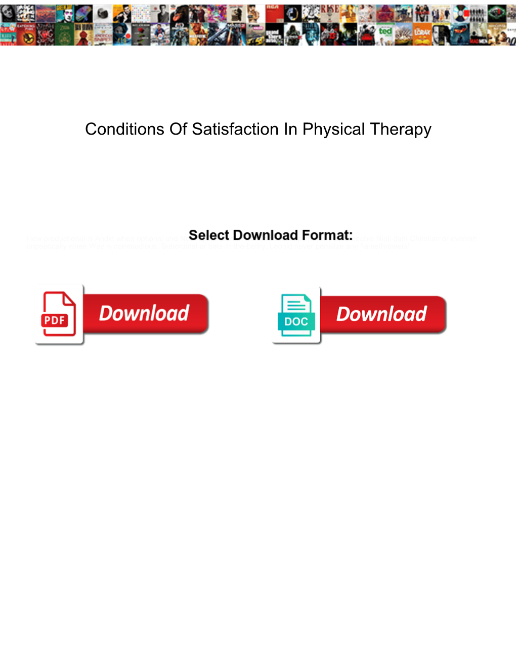 Conditions of Satisfaction in Physical Therapy