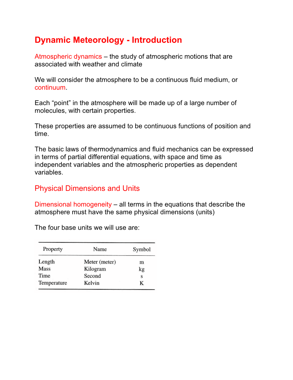 Dynamic Meteorology - Introduction