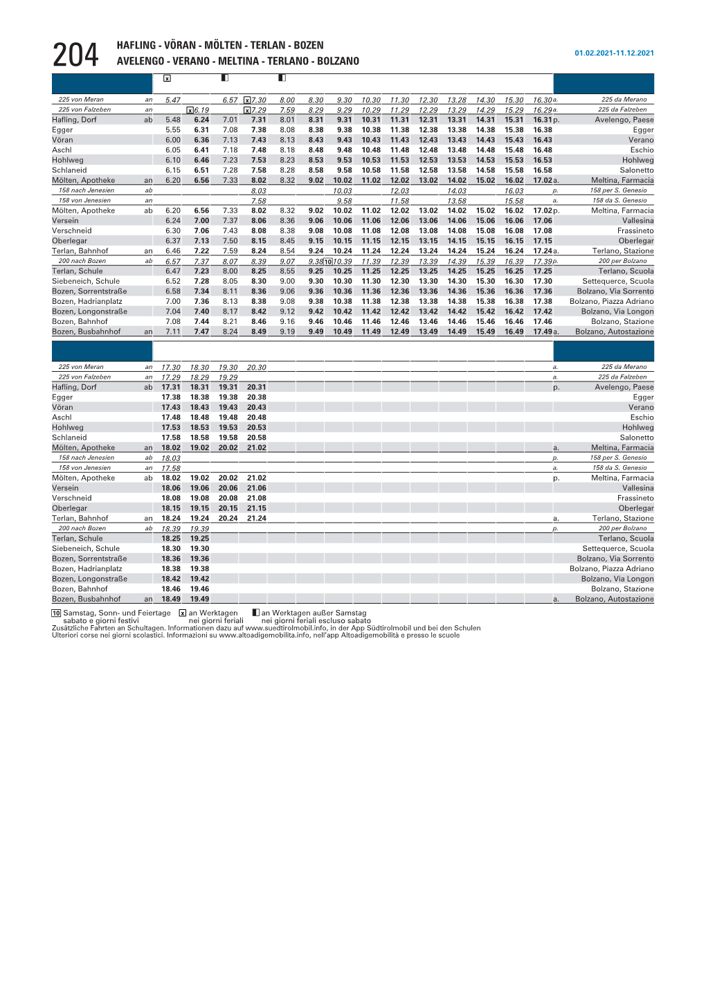 Mölten - Terlan - Bozen 01.02.2021-11.12.2021 204 Avelengo - Verano - Meltina - Terlano - Bolzano